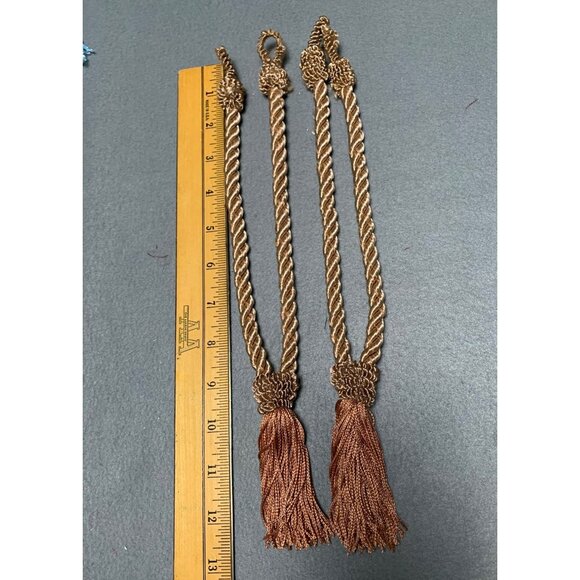 Vintage Brown Tassel Curtain Tiebacks 13" Long St of 2 Elegant Home Decor - Picture 11 of 12